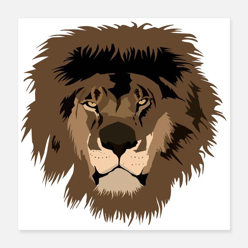 Lion head illustration with wild mane Poster 16" x 16" (40x40 cm)