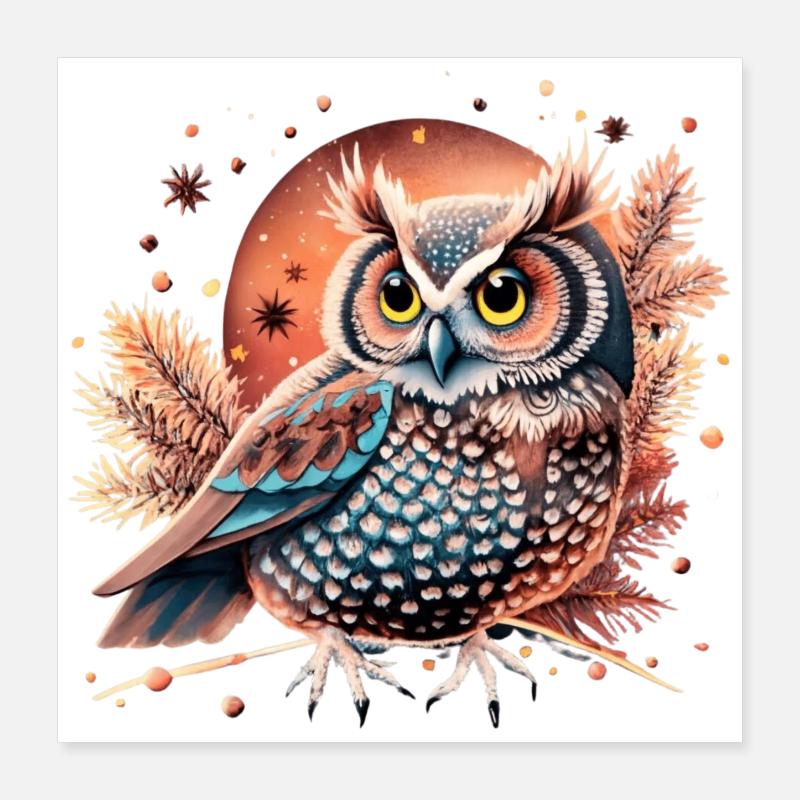 hibou_ chouette mignon Poster 40 x 40 cm
