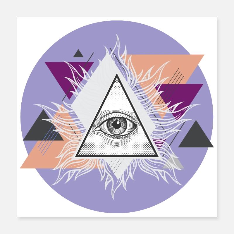 Oeil triangulaire géométrique avec auras Poster 40 x 40 cm