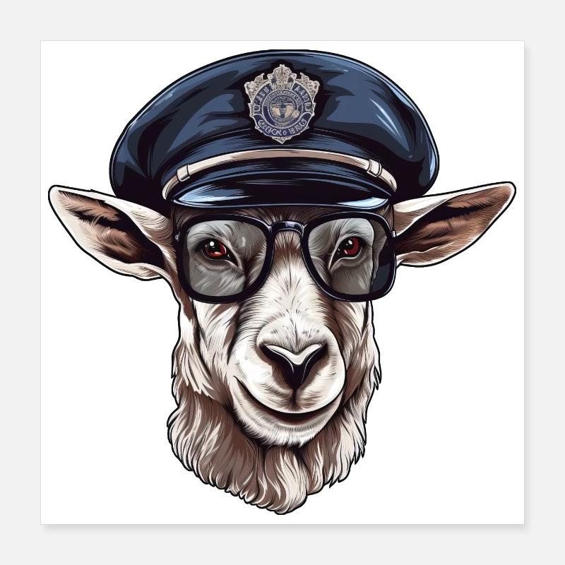 Ziegen Polizei Poster 40x40 cm