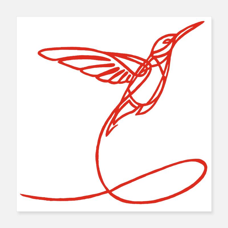 Oiseau étrange rouge Poster 40 x 40 cm