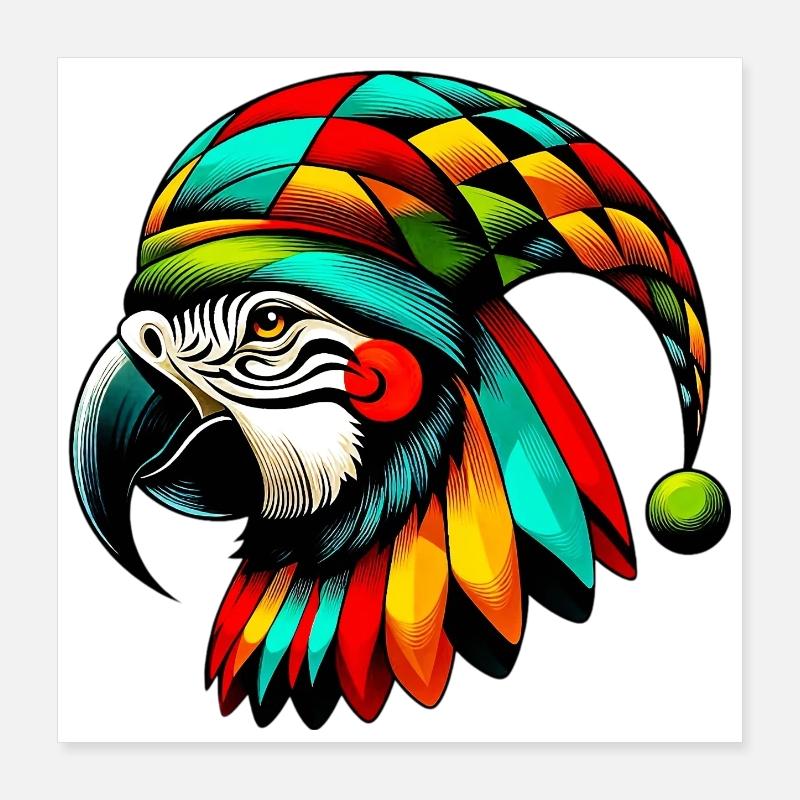 Harlequin Parrot Poster 16" x 16" (40x40 cm)