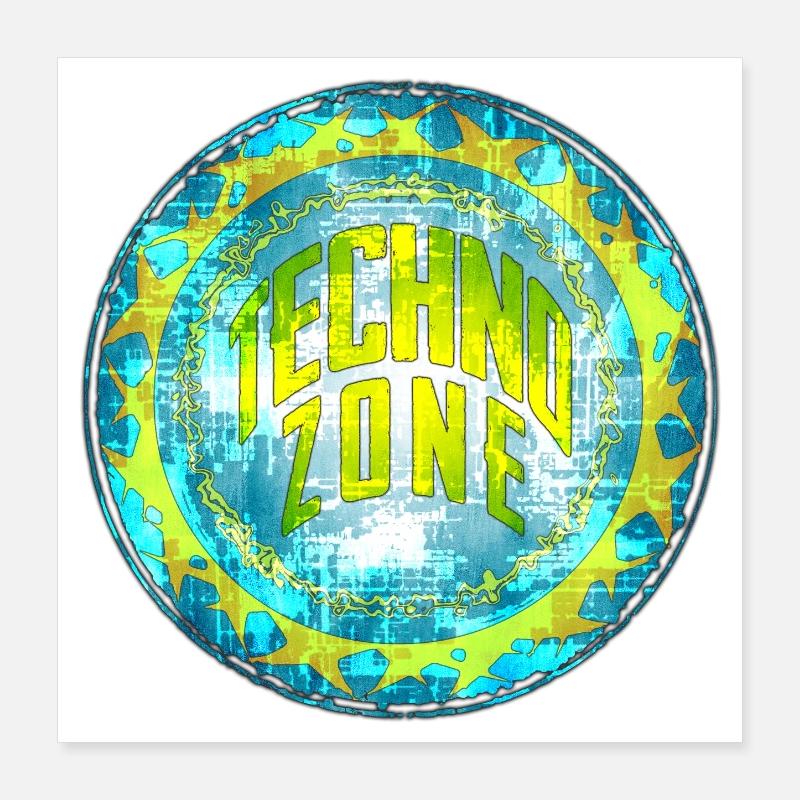 Cyber Techno Design with fluorescent colors Poster 16" x 16" (40x40 cm)
