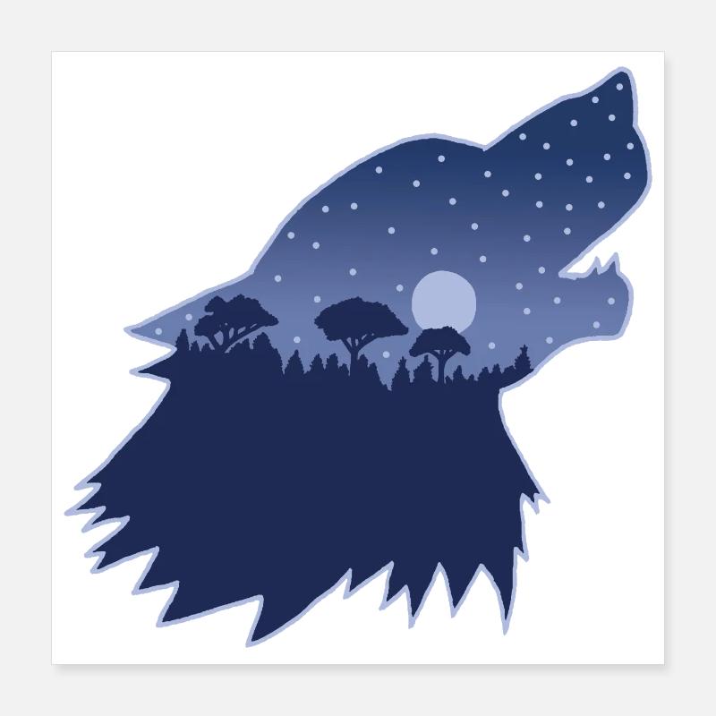 Le loup et l'appel de la forêt Poster 40 x 40 cm