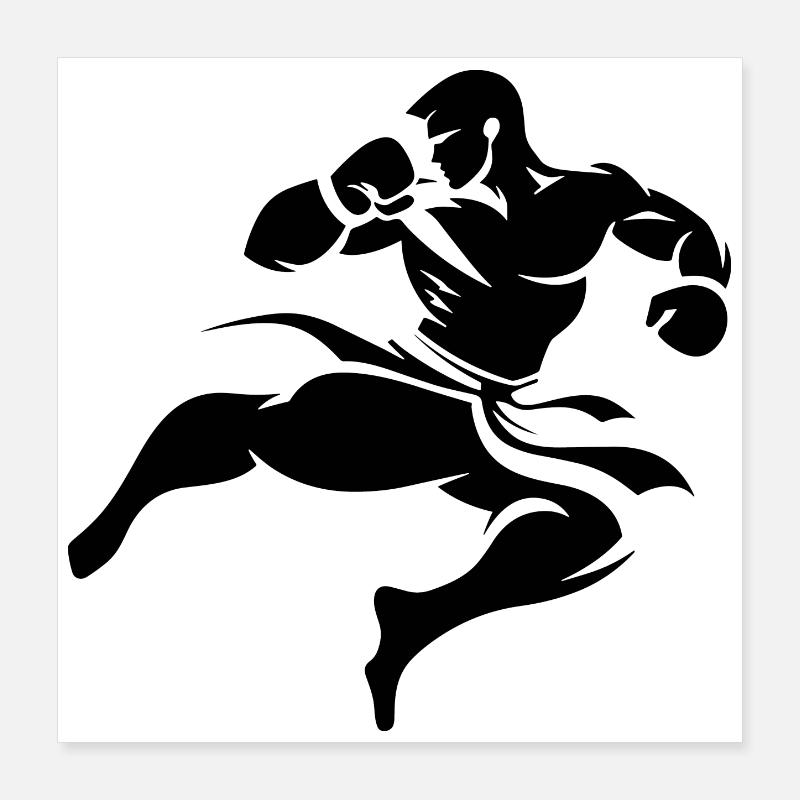 Kickboxing Drawing Poster 16" x 16" (40x40 cm)