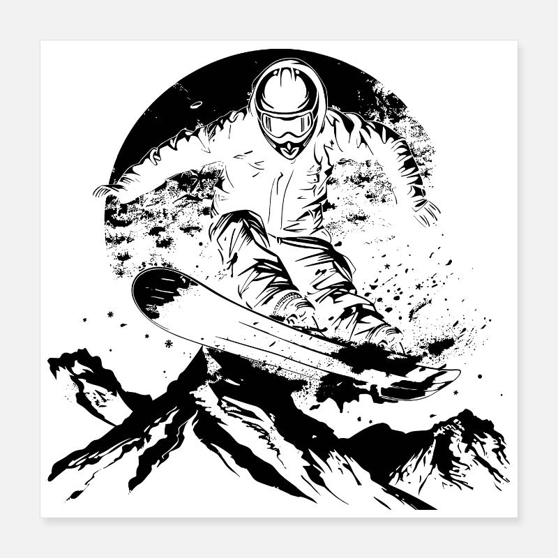 Dessin de snowboarder Poster 40 x 40 cm