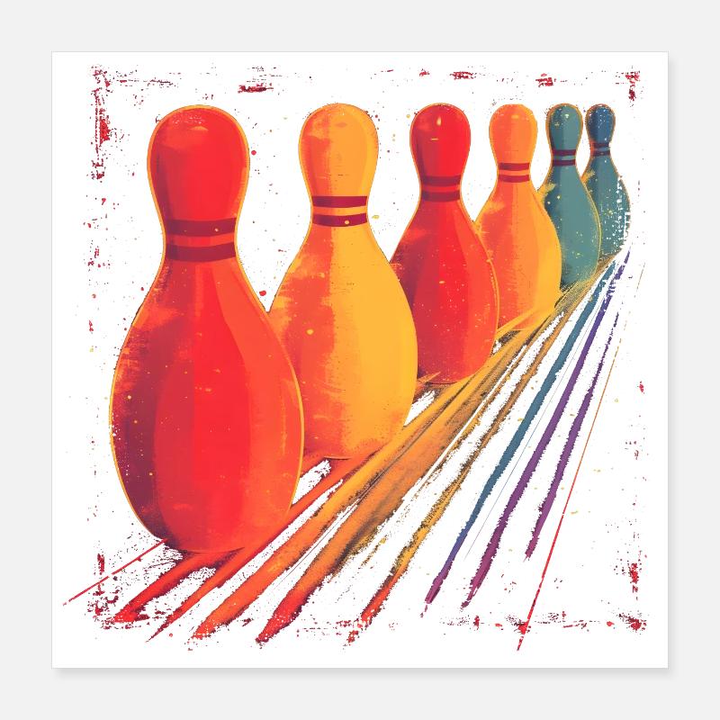 Oldschool Bowling Drawing Poster 16" x 16" (40x40 cm)
