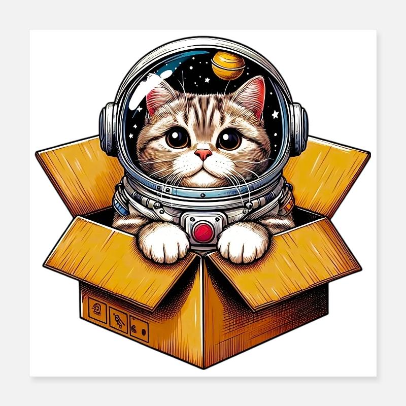 Chat astronaute Poster 40 x 40 cm