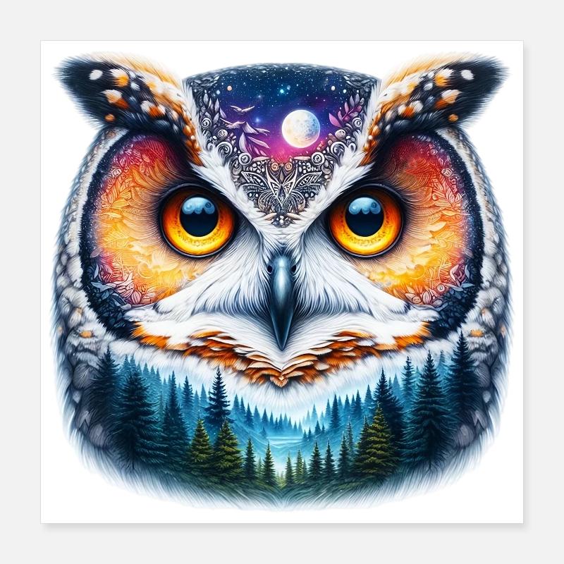 Hibou Poster 40 x 40 cm