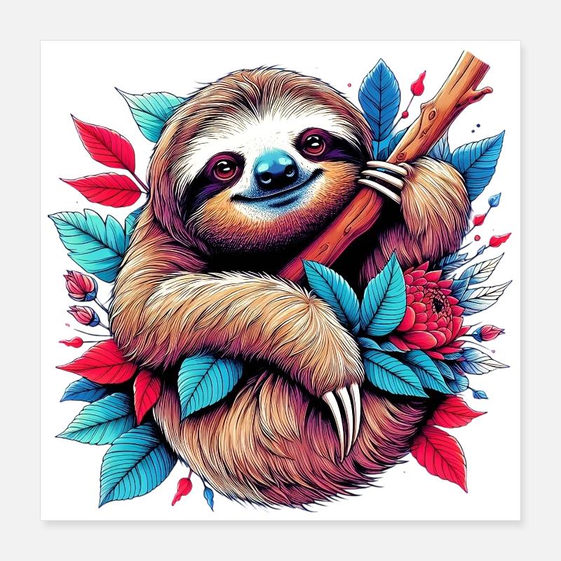 Faultier Poster 40x40 cm