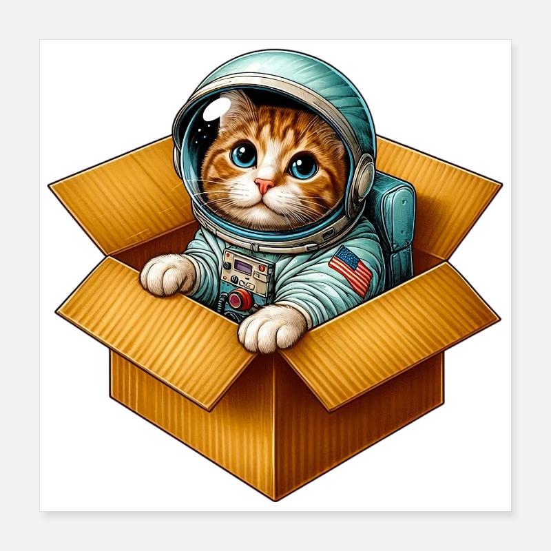 Chat astronaute Poster 40 x 40 cm