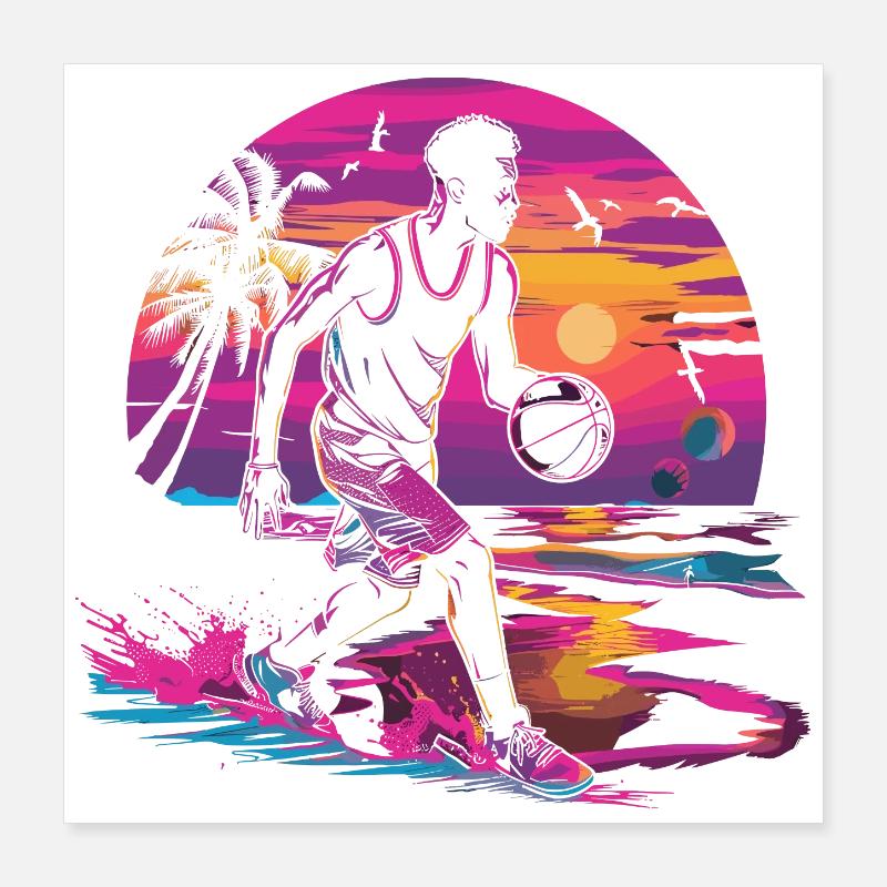 Basketball Synthwave Poster 40x40 cm