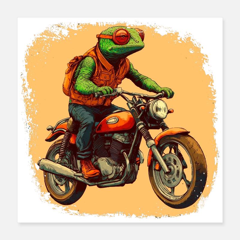 Chamäleone Motorrad / Motorradfahrer Chamäleon Poster 40x40 cm