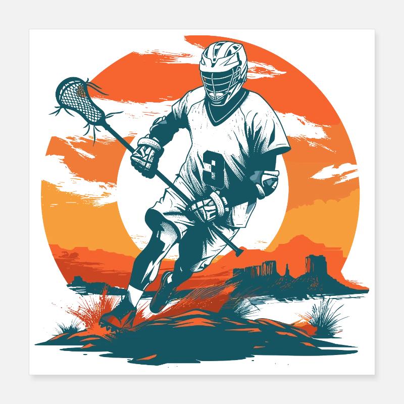 Lacrosse Player Graphics Poster 16" x 16" (40x40 cm)