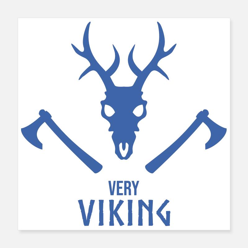 Wikinger Totenschädel Emblem mit Äxten Poster 40x40 cm