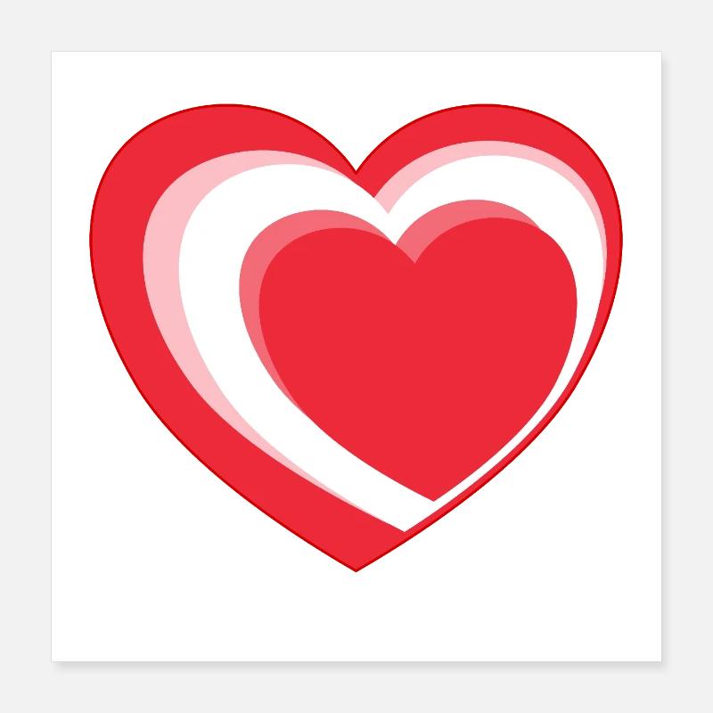 Red-White-Red Heart Poster 16" x 16" (40x40 cm)
