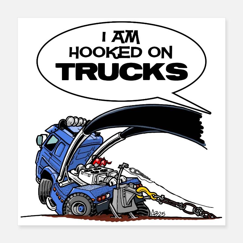 HookedOnTRUCKS-BLEU Poster 40 x 40 cm