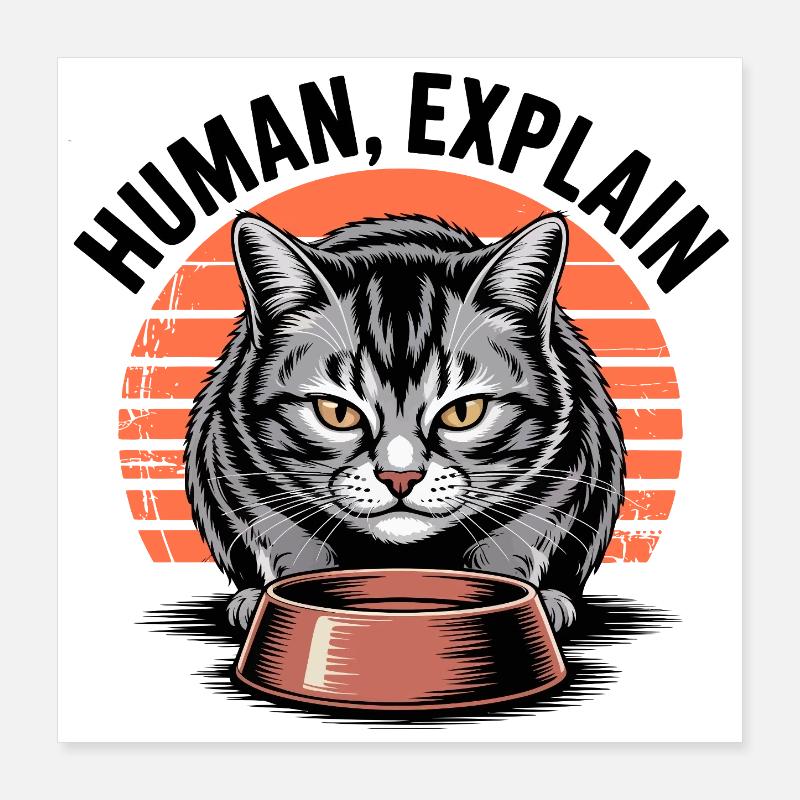 Mensch Explain Katze Poster 40x40 cm
