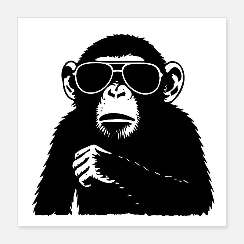Cool Affe mit Sonnenbrille Poster 40x40 cm