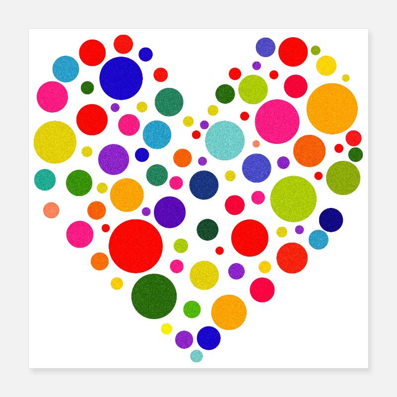 Colorful Circle Heart Pattern Poster 16" x 16" (40x40 cm)