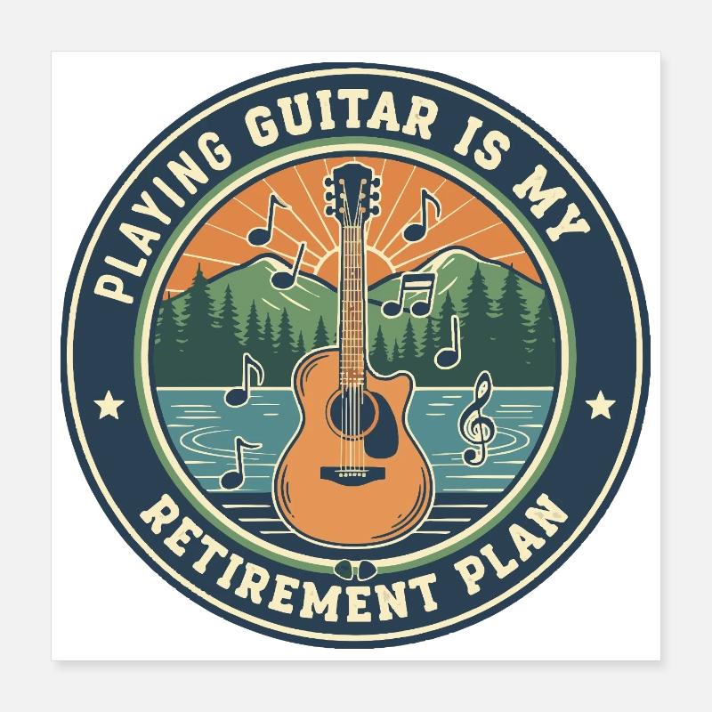 Plan de retraite de guitare Citation de guitariste Poster 40 x 40 cm