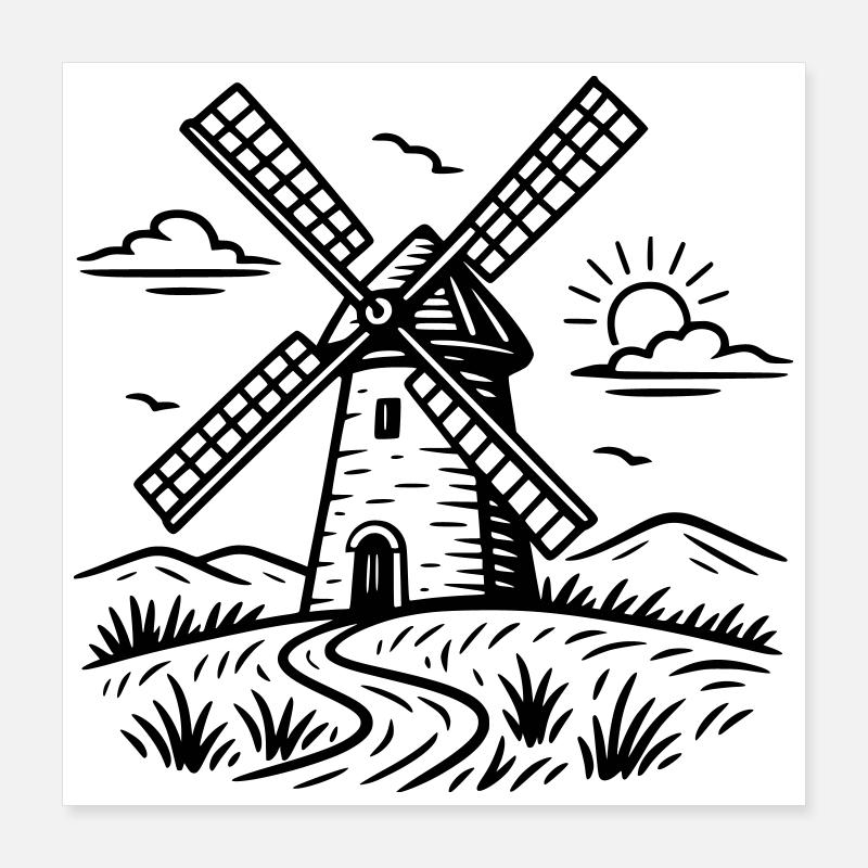 Windmill Poster 16" x 16" (40x40 cm)