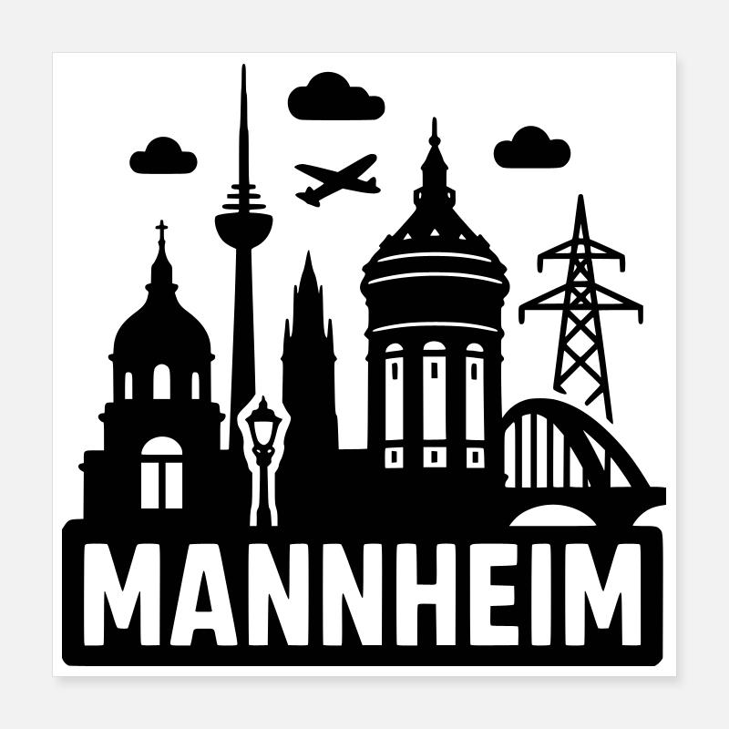 Mannheim Silhouette Poster 40 x 40 cm