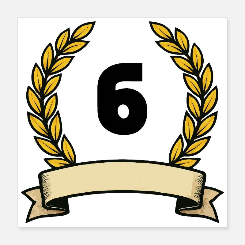 Couronne de laurier dorée numéro 6 Poster 40 x 40 cm