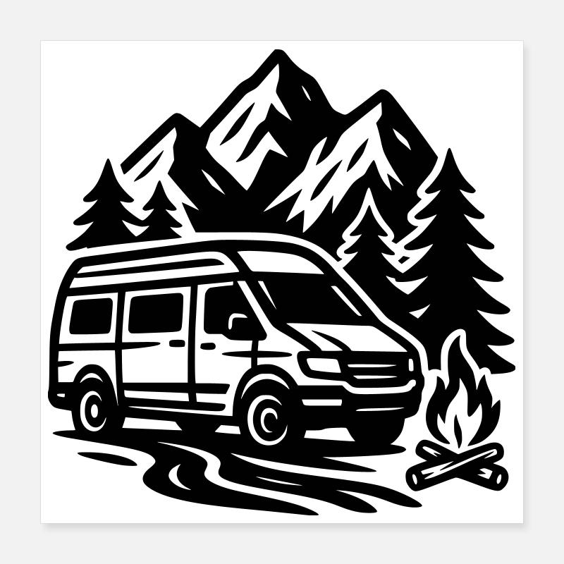 Camping Poster 40 x 40 cm