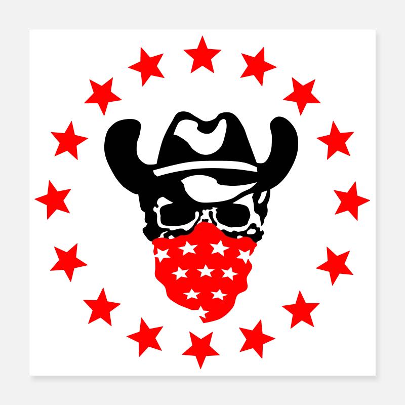 Cowboy Schädel Poster 40x40 cm