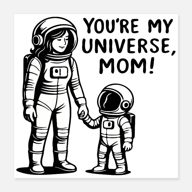 Kosmische Bindung Mutter und Kind Poster 40x40 cm