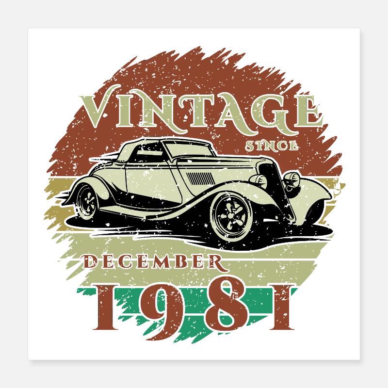 44th Birthday - Classics - Vintage since 12/1981 Poster 16" x 16" (40x40 cm)