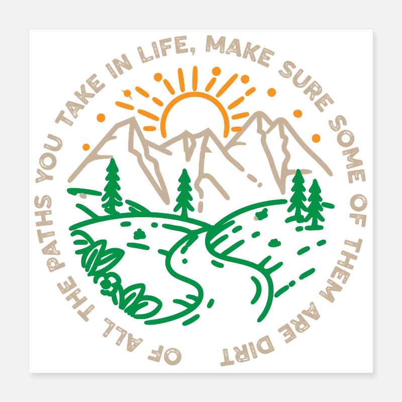 Sunrise Mountain River Wanderweg Poster 40x40 cm