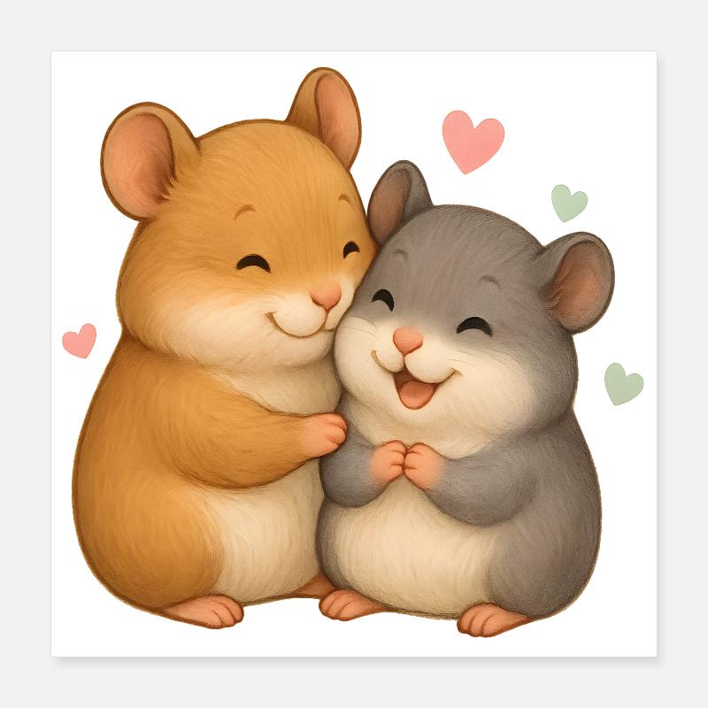 Amour de hamster mignon – Motif d’animal mignon Poster 40 x 40 cm