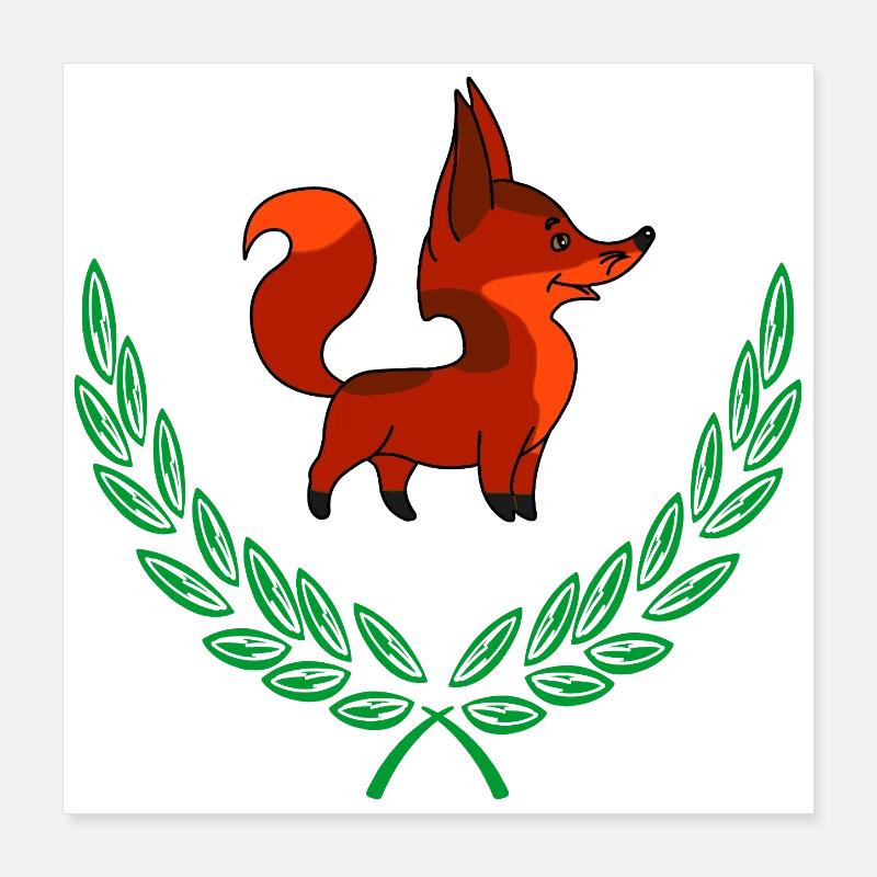 Fuchs im Lorbeerkranz Poster 40x40 cm