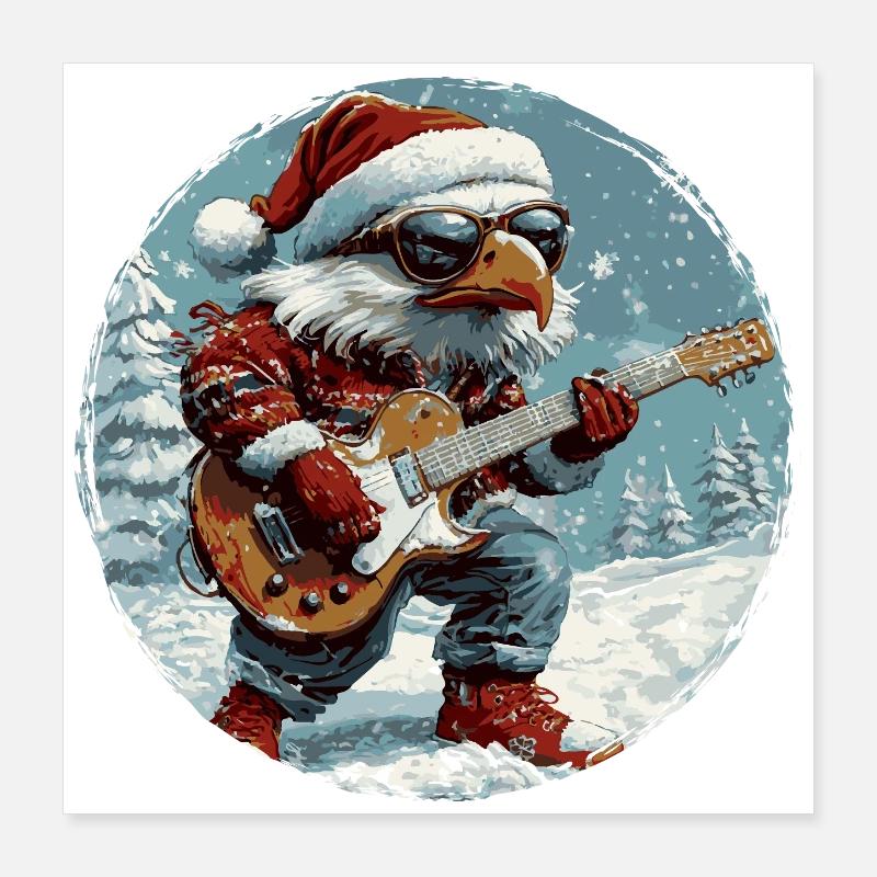 Eagle Christmas Guitar Poster 16" x 16" (40x40 cm)