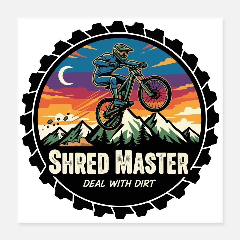 Shred Master Dirt MTB Sunset Poster 16" x 16" (40x40 cm)