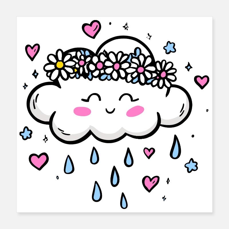 Cloud Wreath Rain Love Poster 16" x 16" (40x40 cm)