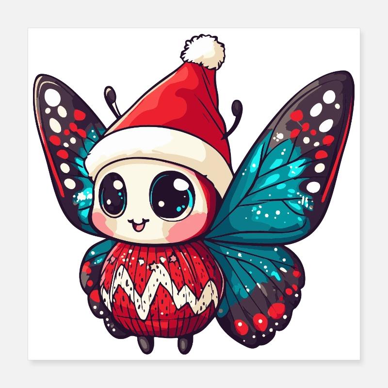 Butterfly Christmas Xmas Poster 16" x 16" (40x40 cm)