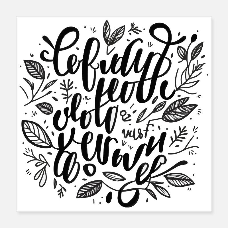 Lettrage manuel du feuillage Poster 40 x 40 cm