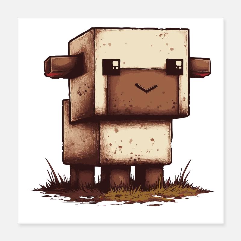 Pixel Sheep Retro Look Poster 16" x 16" (40x40 cm)