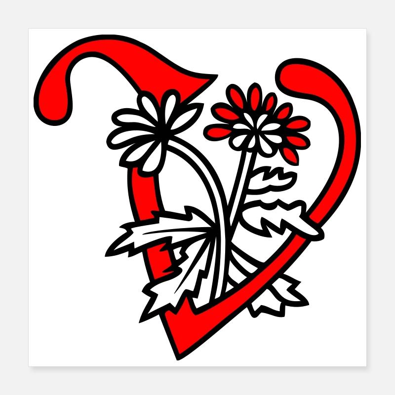 Lettre V Initiale Poster 40 x 40 cm