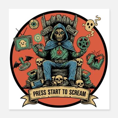 Scheletro Giocatore Premi Start per Urlare Poster 40x40 cm