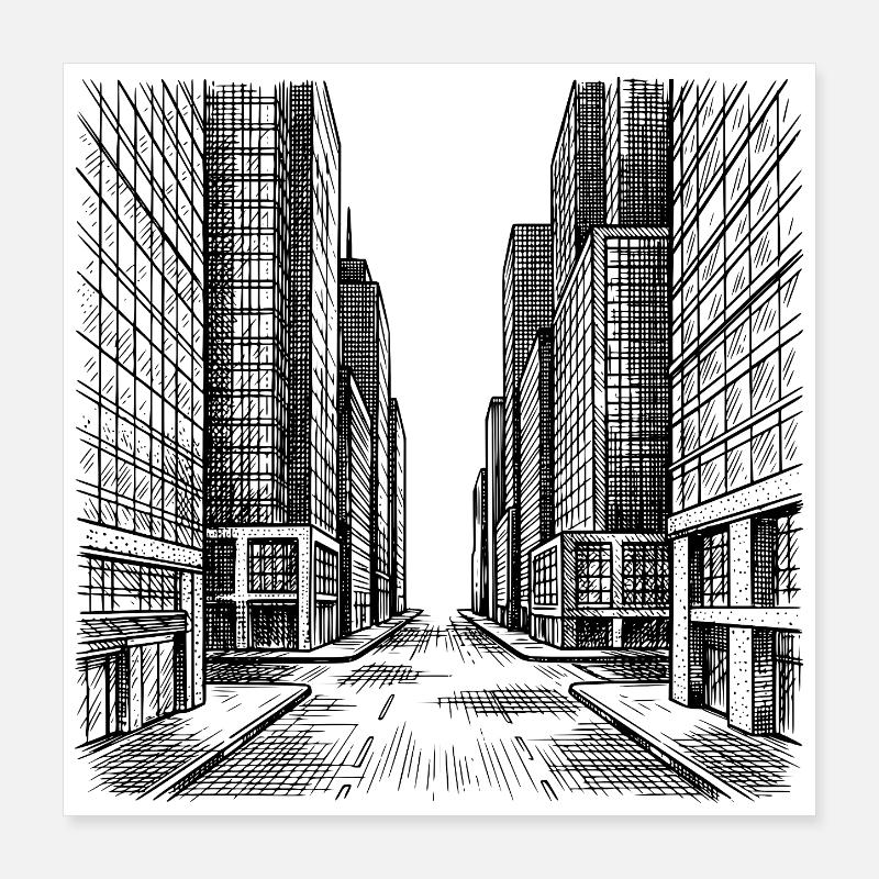 Moderner Straßenzug Poster 40x40 cm