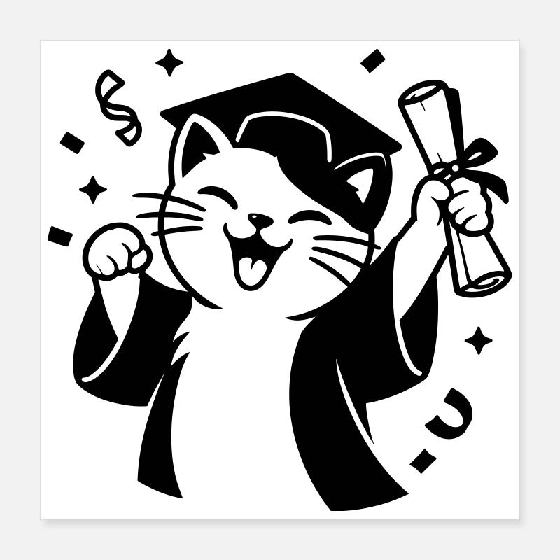 Diploma Cat Poster 16" x 16" (40x40 cm)