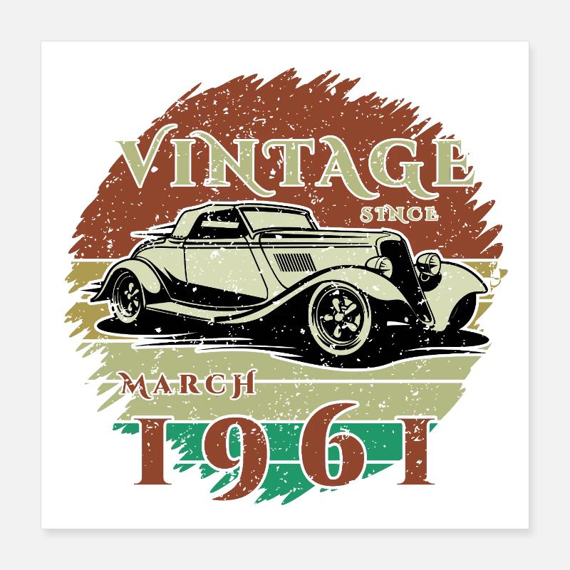 65e anniversaire - Classique - Millésime depuis 03/1961 Poster 40 x 40 cm