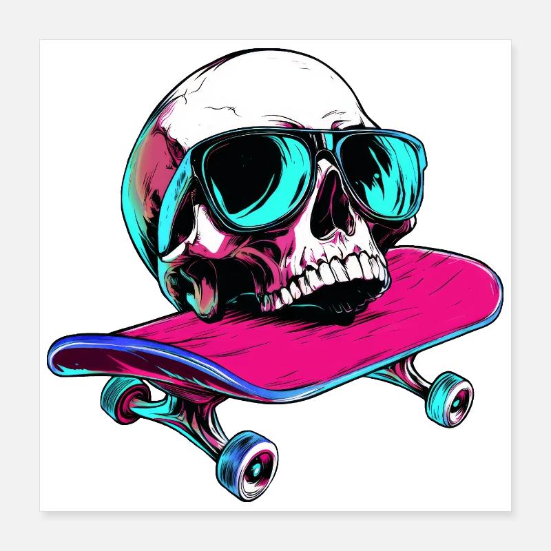 Skull Skateboard - 1990 Poster 16" x 16" (40x40 cm)