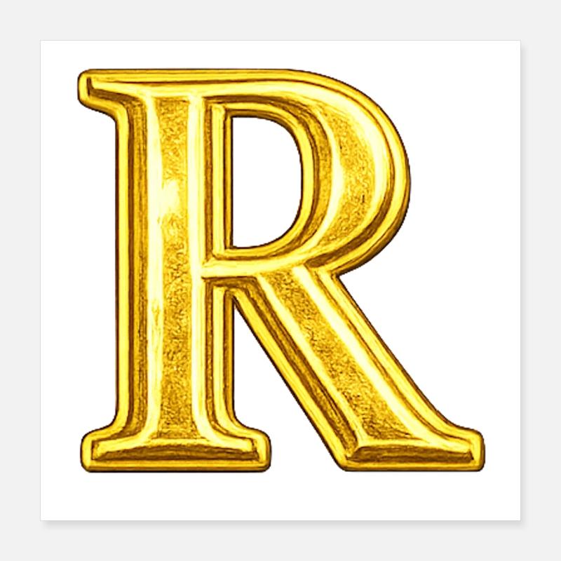 Golden Monogram R Poster 16" x 16" (40x40 cm)
