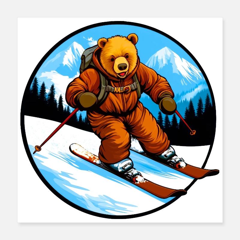 Ski Bär Poster 40x40 cm