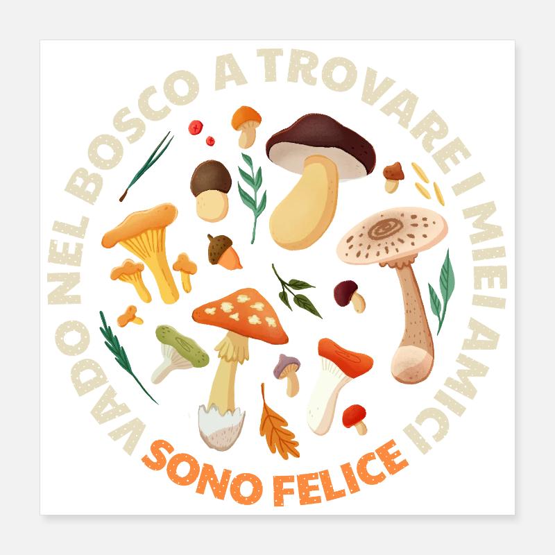 Champignons de la Forêt du Cercle Poster 40 x 40 cm